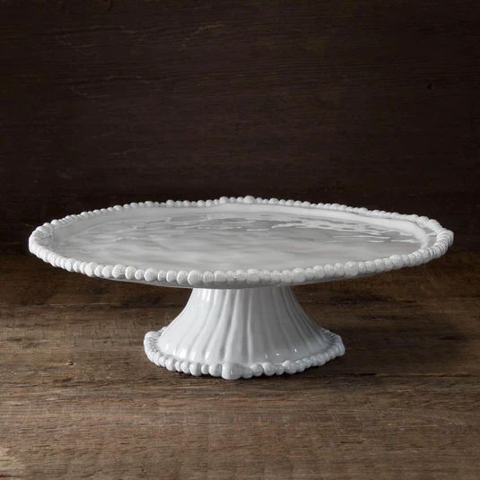 White Beaded Melamine Cake Plate