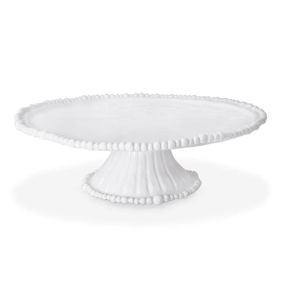 White Beaded Melamine Cake Plate