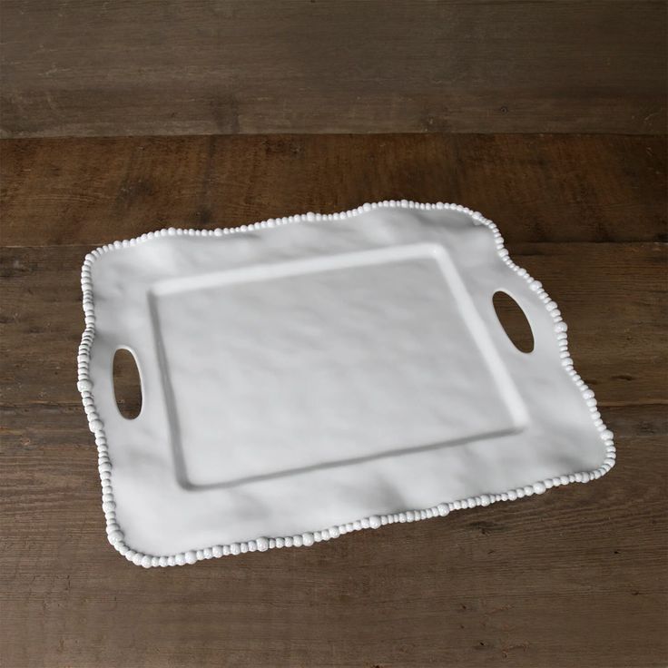 White Beaded Melamine Serving Tray