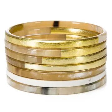 Bangles/Set of 7/Natural Horn with Lacquer