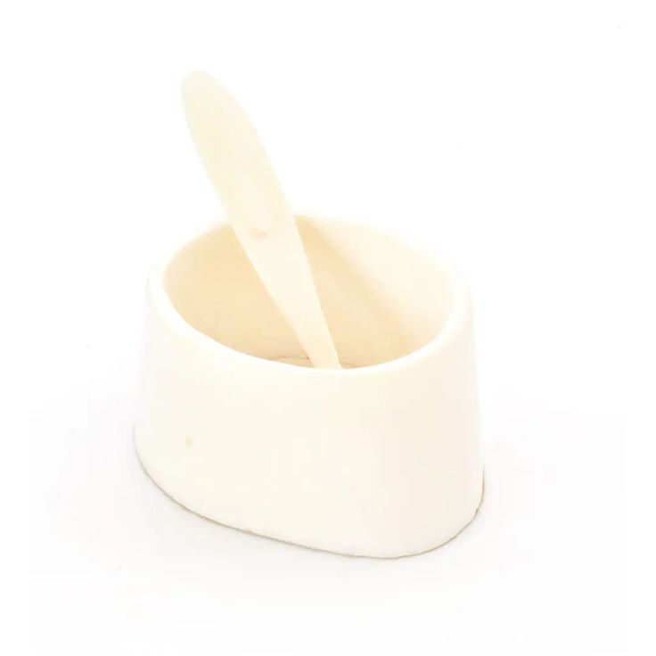 Tiny White Bone Salt Cellars with Spoon/Set of 2